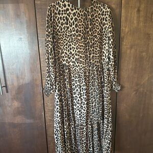 H&M Leopard Print Long Sleeve Maxi Dress